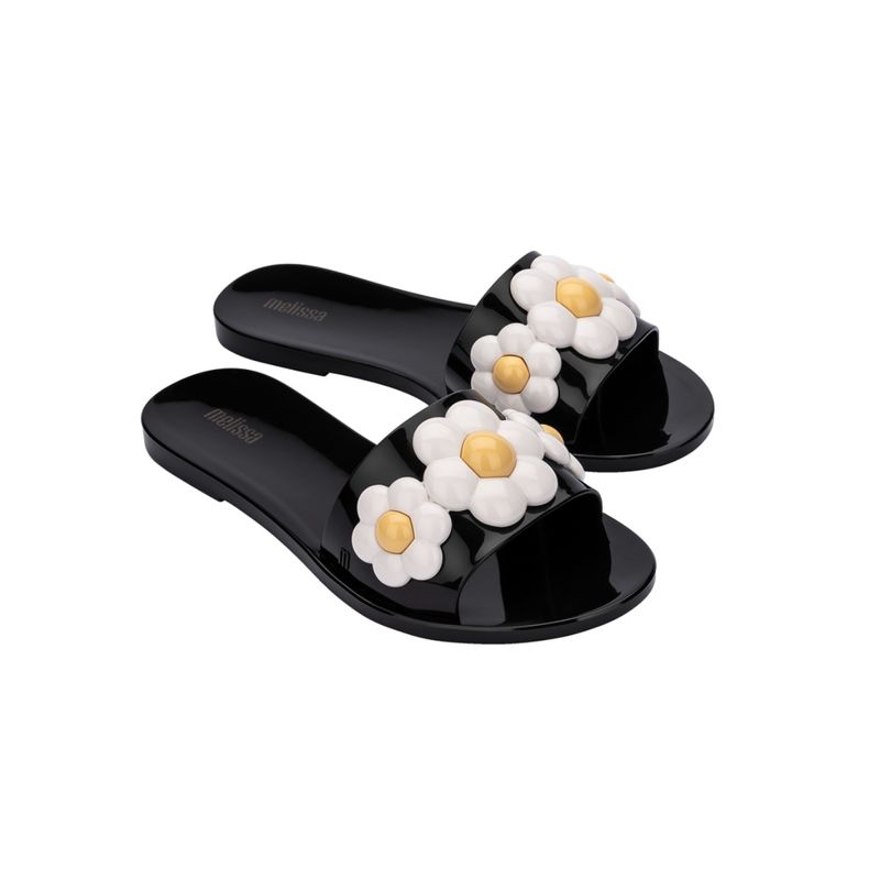 Melissa Babe Spring Ad White and Black Solid Flipflops (UK 4)