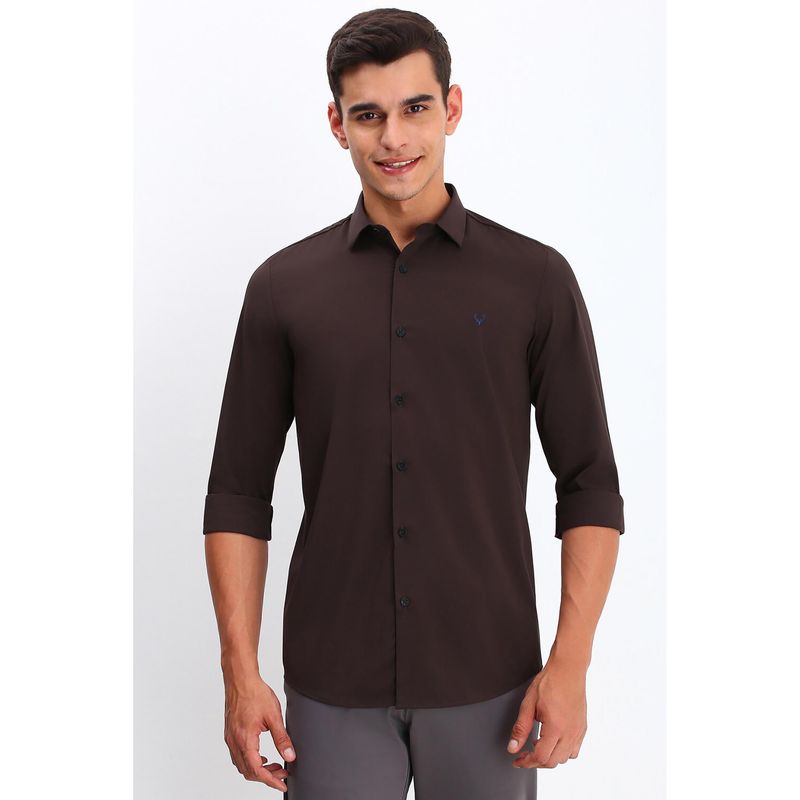 Allen Solly Men Brown Slim Fit Solid Full Sleeves Casual Shirts (42)