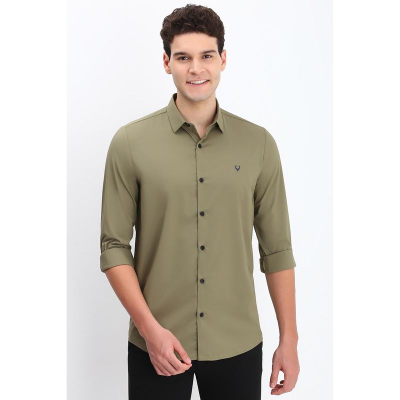 Allen Solly Men Olive Slim Fit Solid Full Sleeves Casual Shirts (39)