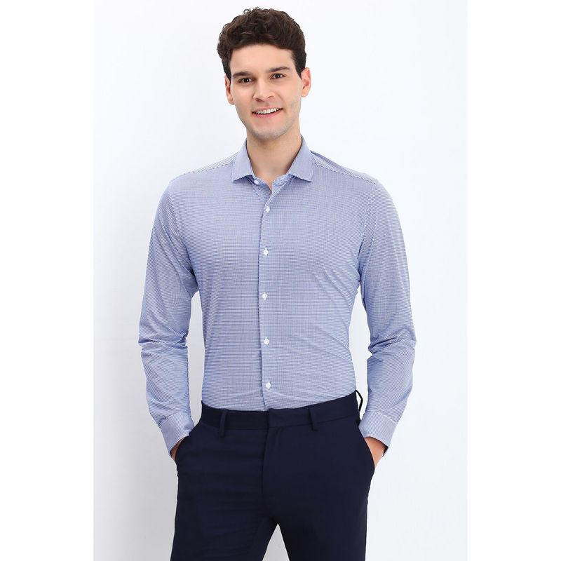 Allen Solly Men Blue Slim Fit Print Full Sleeves Formal Shirts (38)