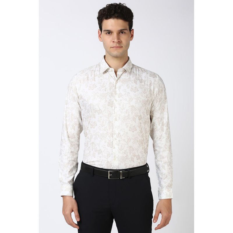 Peter England Men White Slim Fit Formal Shirt (40)