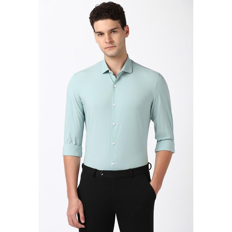 Peter England Men Blue Super Slim Fit Formal Shirt (46)