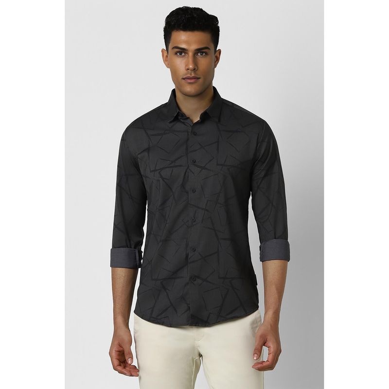 Van Heusen Men Grey Slim Fit Print Full Sleeves Party Shirt (40)