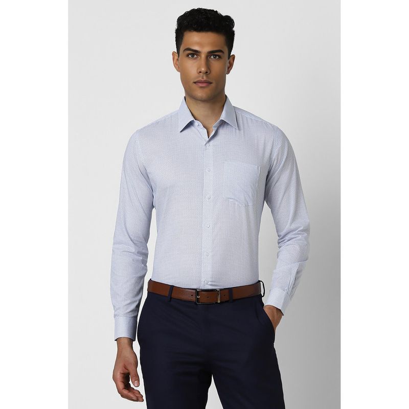Van Heusen Men Blue Slim Fit Check Full Sleeves Formal Shirt (42)