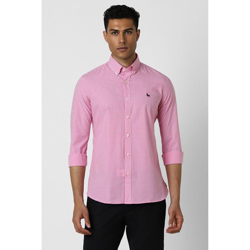 Van Heusen Men Pink Slim Fit Check Full Sleeves Casual Shirt (39)