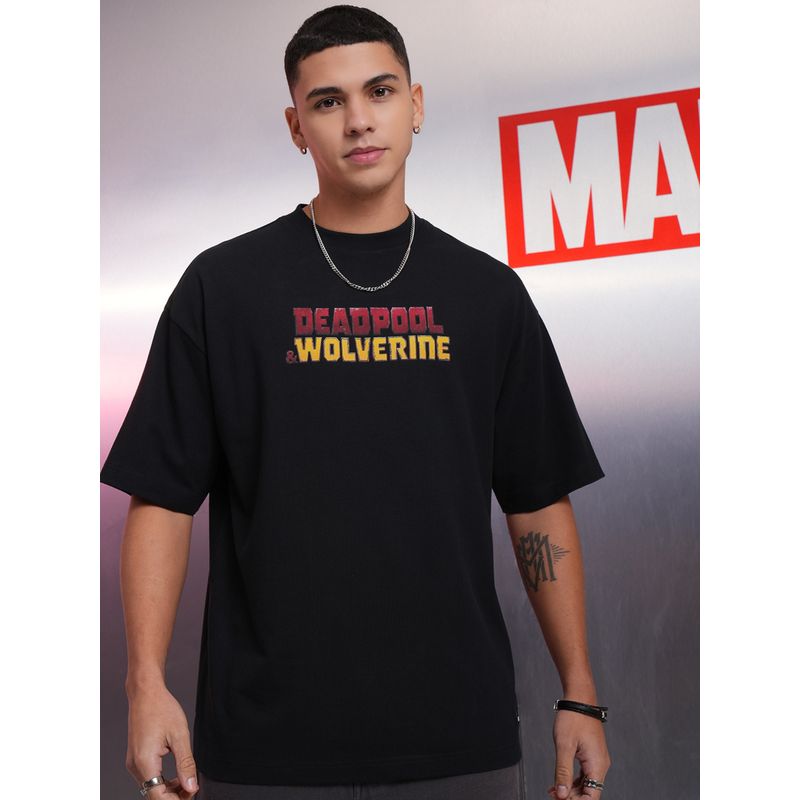 HIGHLANDER Marvel Men Deadpool Wolverine Round Neck Oversized Drop Shoulder Tshirt (L)