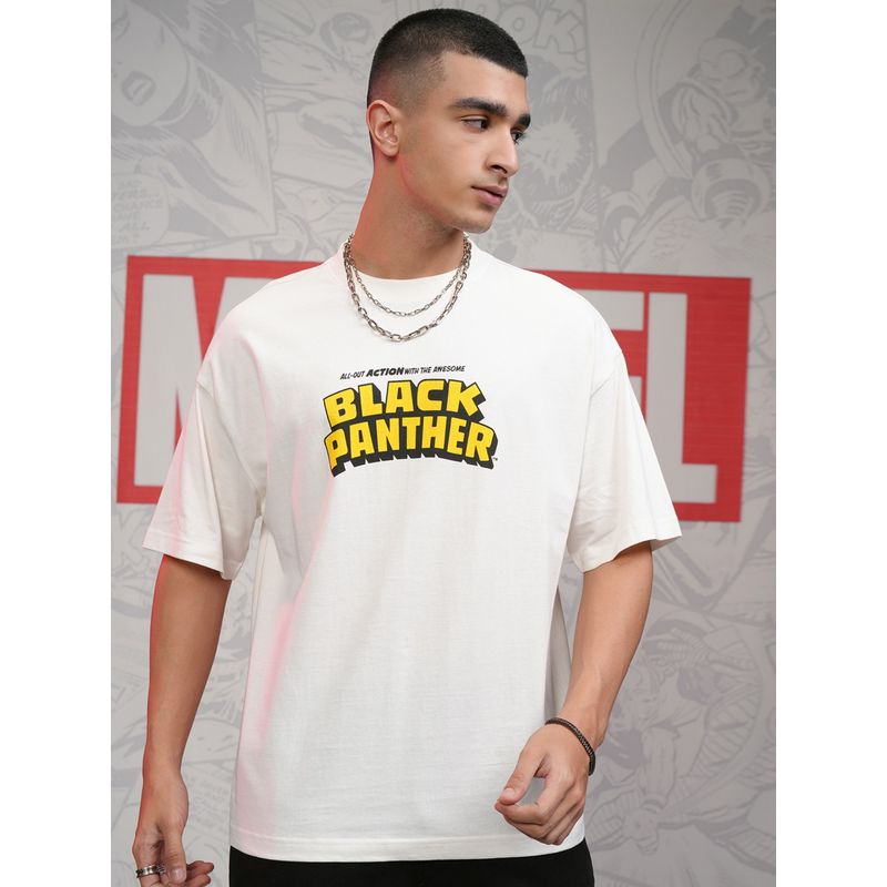 HIGHLANDER Marvel Panther Men Round Neck Drop Shoulder Oversized Tshirt (L)