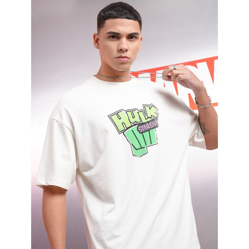 HIGHLANDER Men Hulk Round Neck Oversized Drop Shoulder Tshirt (L)