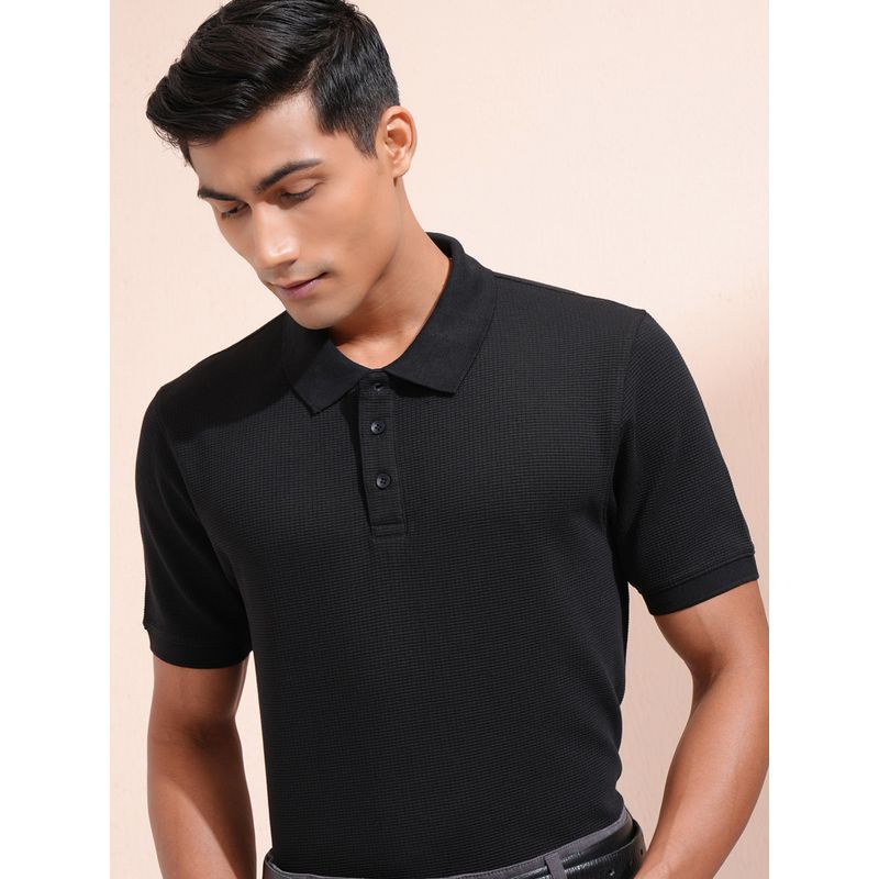 LOCOMOTIVE Men Premium Jet Knitted Relaxed Fit Half Placket Polo T-Shirt (M)