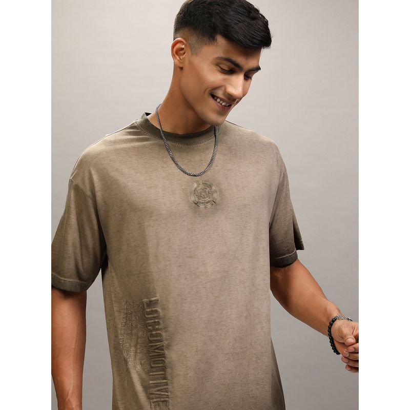 LOCOMOTIVE Premium Men Drop Shoulder Round Neck Relaxed Fit T-Shirt (L)