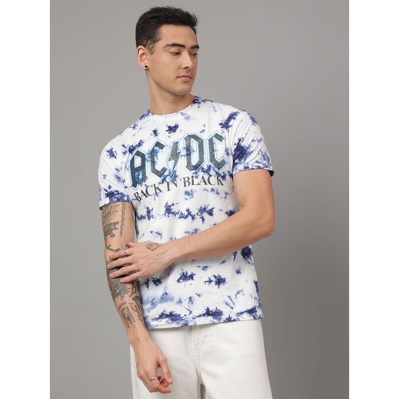 Free Authority ACDC Printed Blue T-Shirt for Men (L)