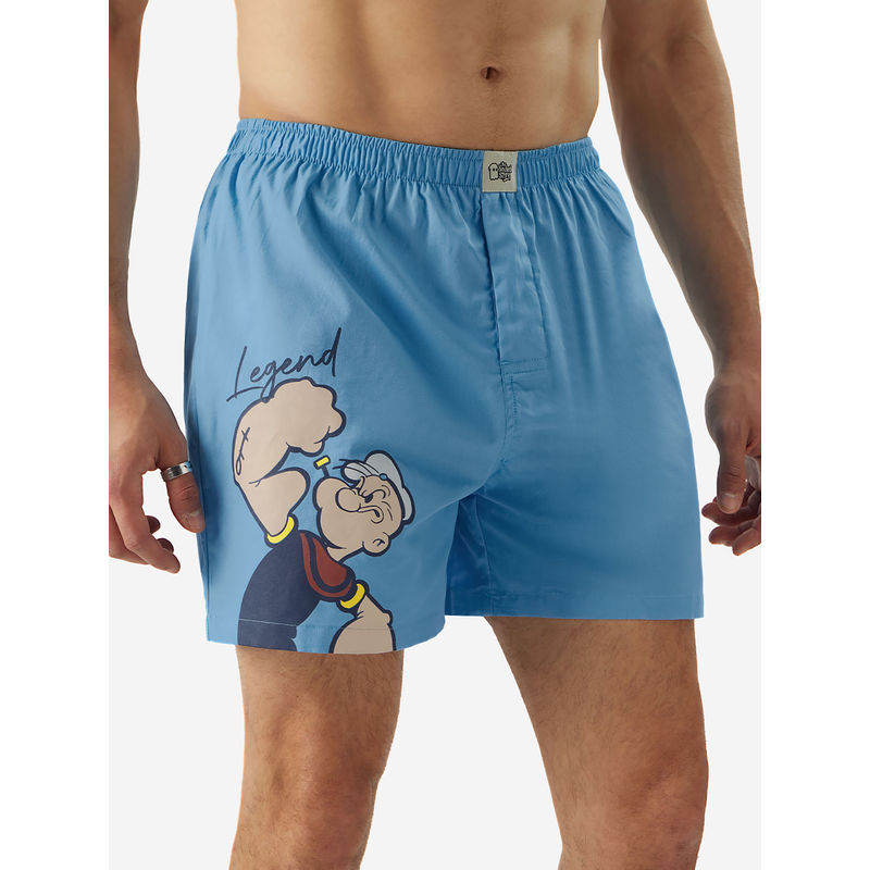The Souled Store Official Popeye : Sailor Legend Men Blue Boxer Shorts (M)