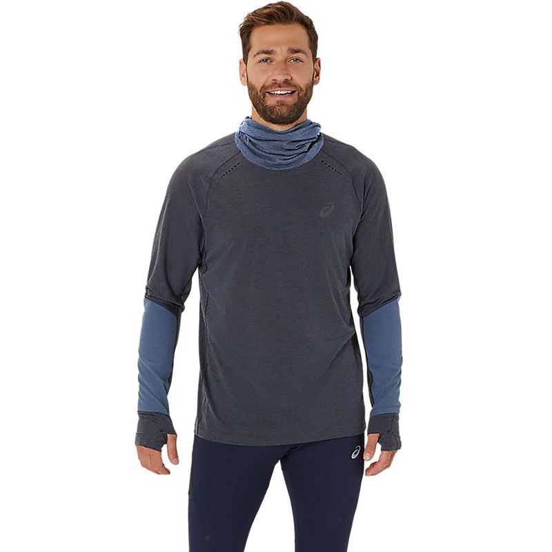 ASICS Men Blue Colorblock Metarun Winter Hoodie (2XL)