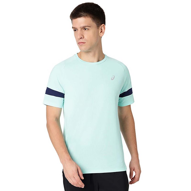 ASICS Men Green Panel Sleeve T-Shirt (M)