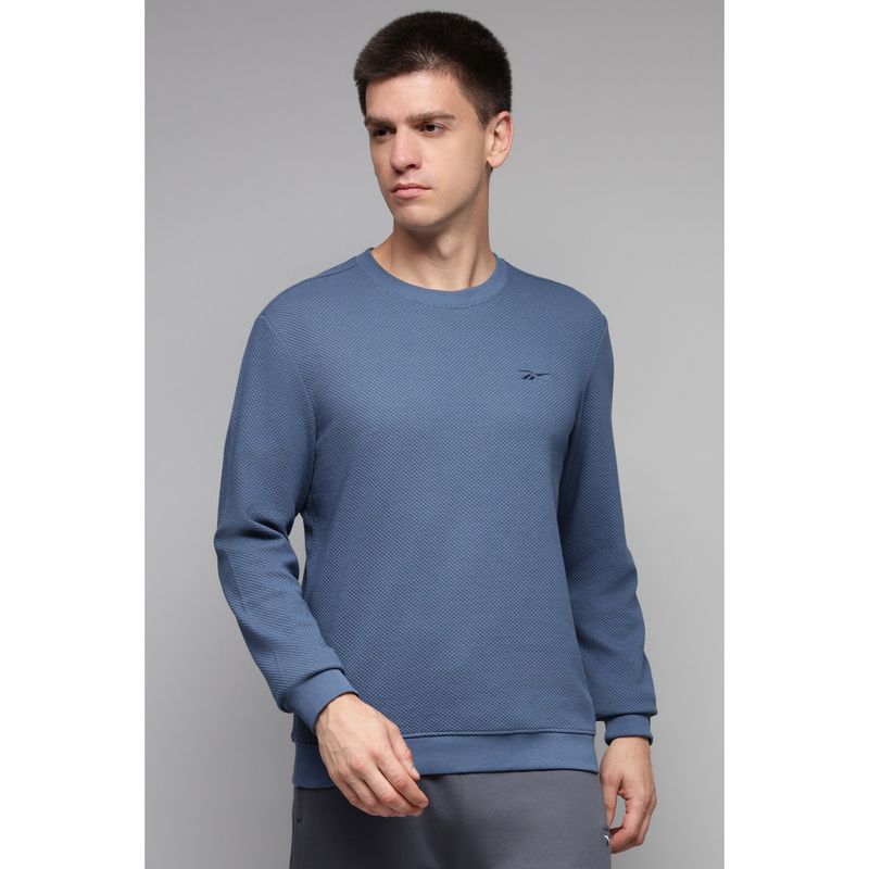Reebok Men Blue Textured Sweatshirt (S)