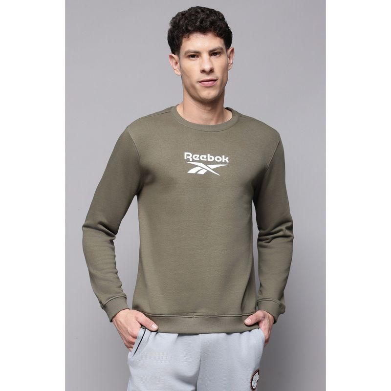 Reebok Men Olive Sweatshirts (L)