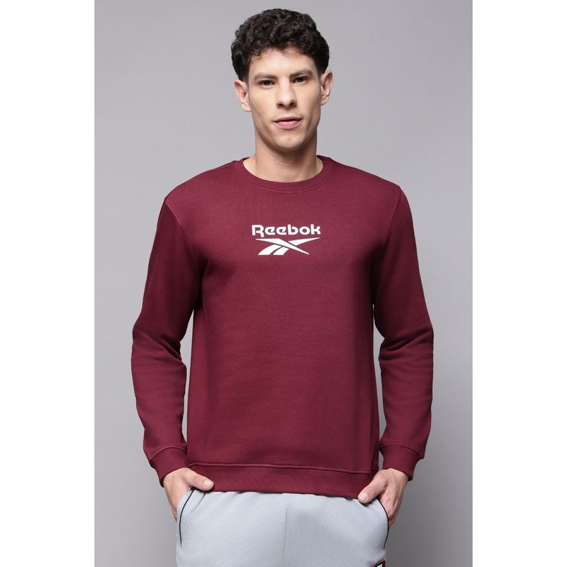 Reebok Men Maroon Sweatshirts (XL)