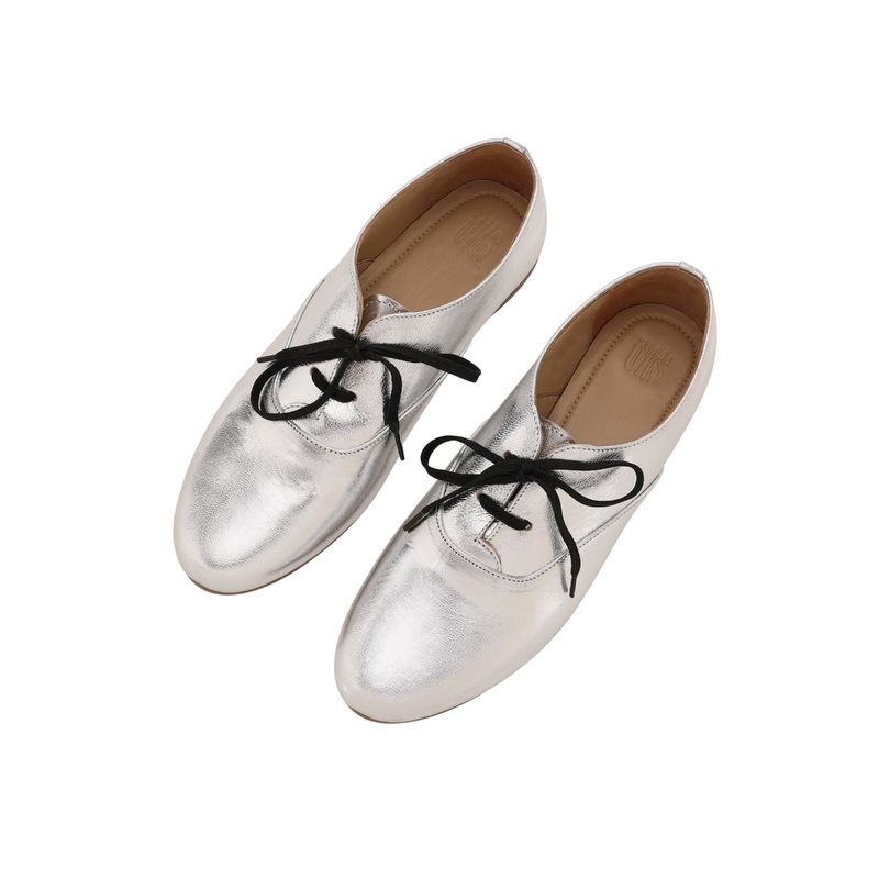 SKO Silver Shoes With Black Laces For Women (UK 6)