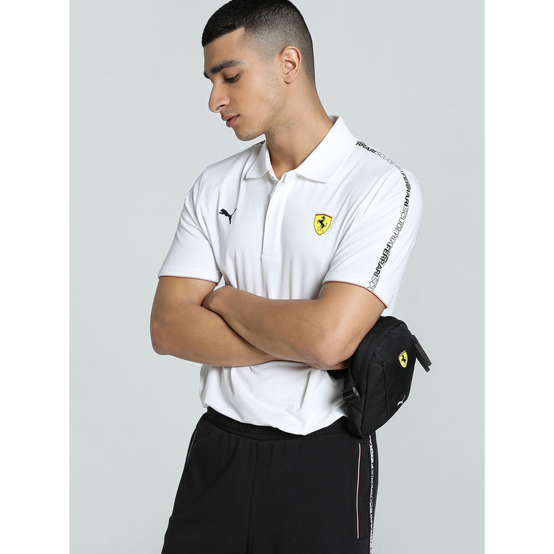 Puma Ferrari Race Cloud Spun Men White Polo T-Shirt (S)