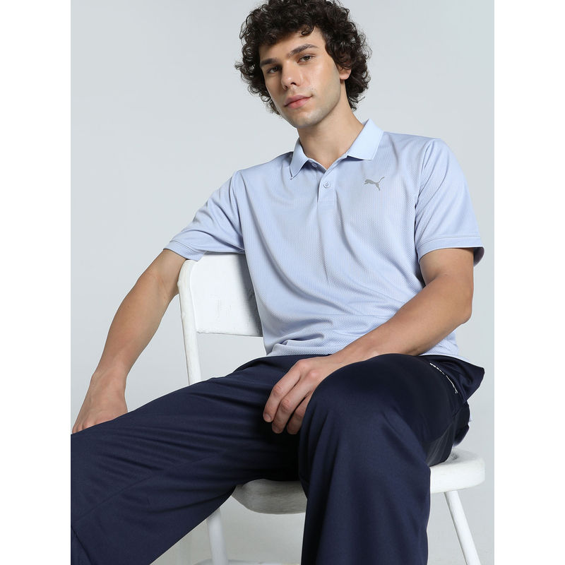 Puma TAD ESSENTIAL Jacquard Men Blue Polo T-Shirt (S)
