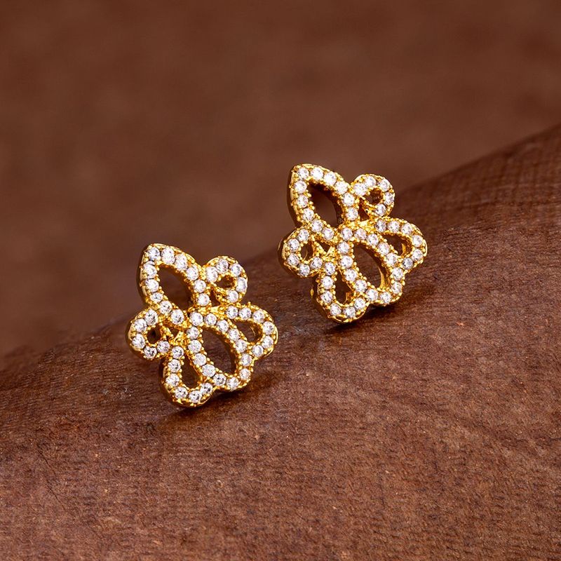 Voylla Floral Motif Lightly Embellished Stud Earrings