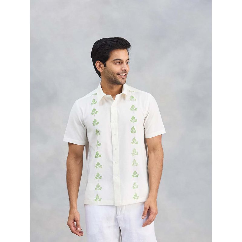 Fabindia White Cotton Printed Shirt (S)