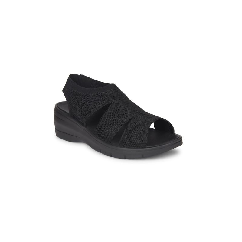 Hush Puppies Women Black Wedge Sandal Heels (UK 6)