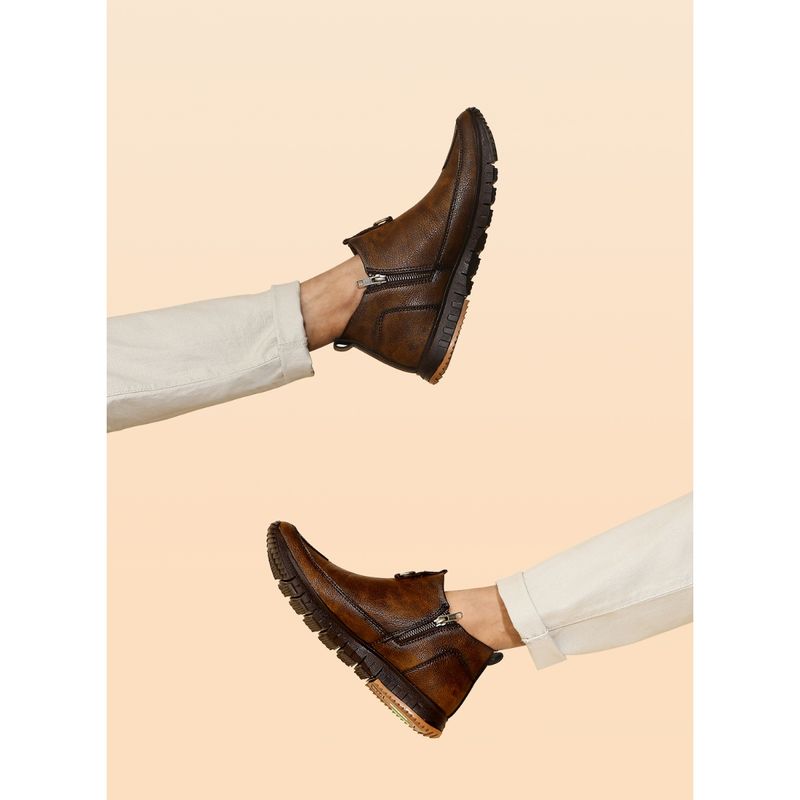 BUCKAROO Hulbart Premium Vegan Leather Brown Casual Shoes for Men (UK 6)