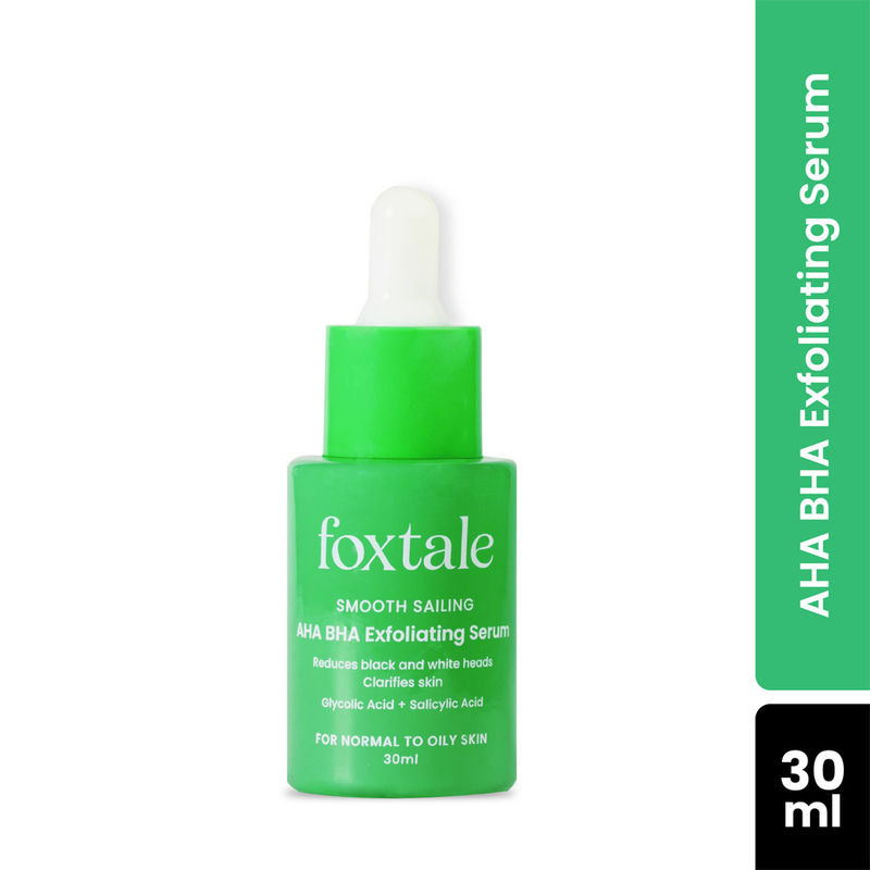 Foxtale AHA BHA Exfoliating Serum Glycolic Acid + Salicylic Acid Niacinamide for Acne & Blackheads Normal To Oily Skin