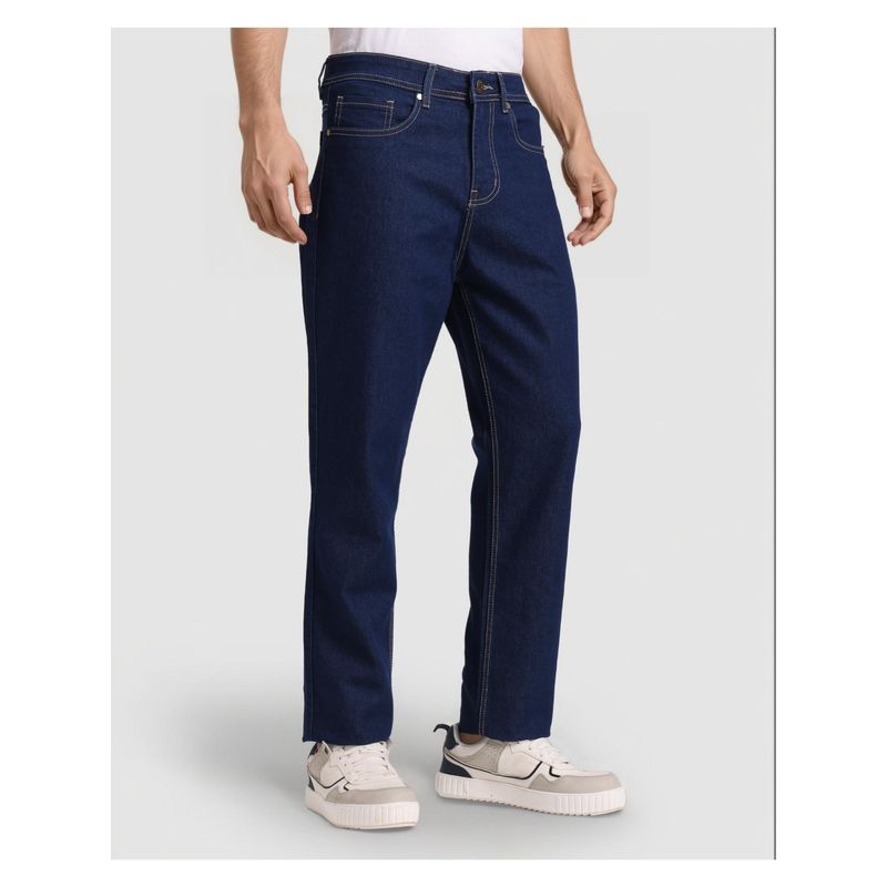 Style Quotient Men Dark Blue Straight Fit Mid Rise Stretchable Jeans (32)
