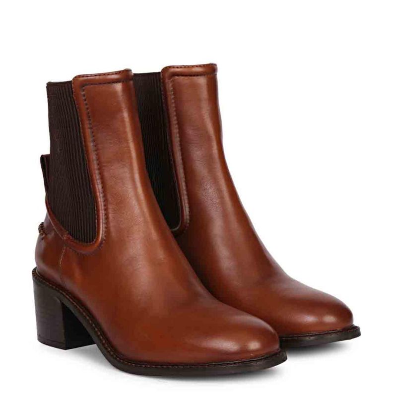 Saint G Zoie Camel Leather High Ankle Chelsea Boots (UK 4)