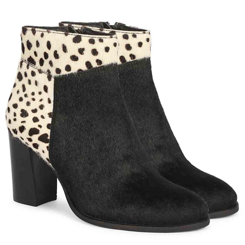 Saint G Marin Black and White Leather Studded High Ankle Boots (UK 3)