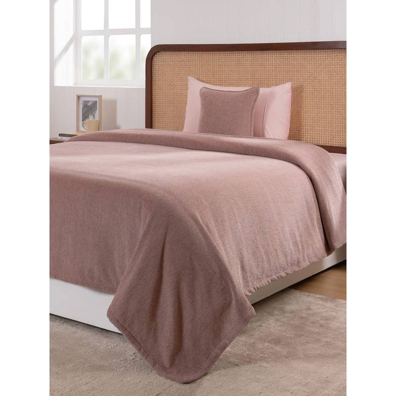 Maspar Pink Cotton Solid 310 Gsm Bed Cover (Single)