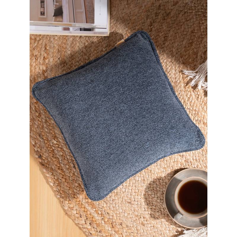 Maspar Navy Blue Solid Soft Cotton Square Cushion Cover (12 x 12 Inches)