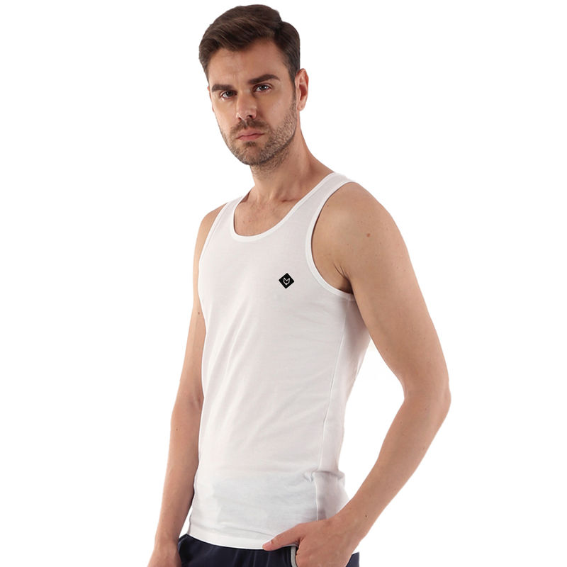 ALMO Fresco Slim Fit 100% Cotton Vest (pack Of 3) - White (XXL)