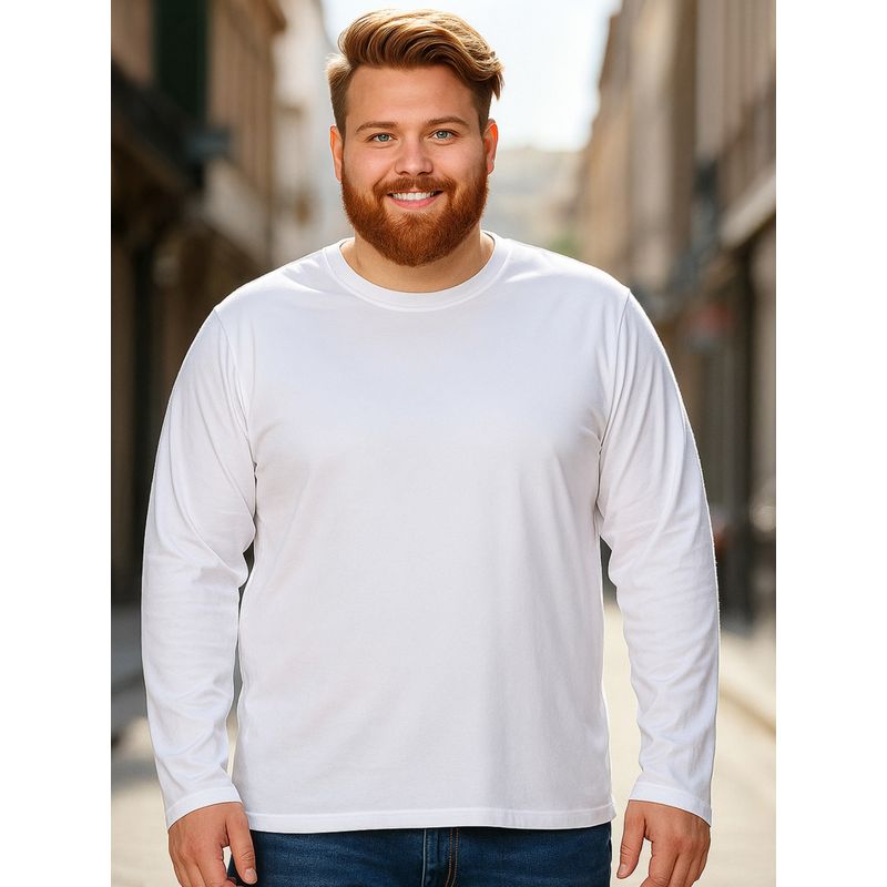 Bewakoof Men's White Plus Size T-shirt (6XL)