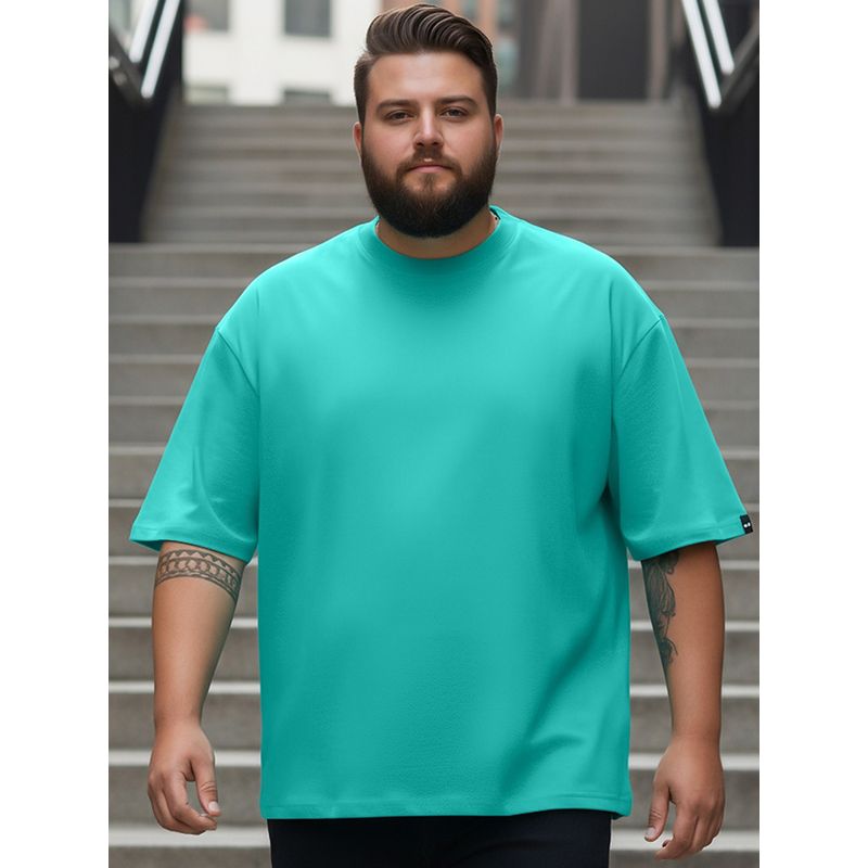 Bewakoof Heavy Duty 1.0 Men's Pool Blue Oversized Plus Size T-shirt (3XL)