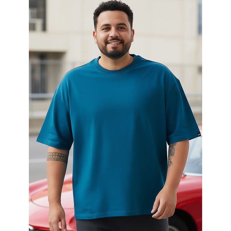 Bewakoof Heavy Duty 1.0 Men's Morrocan Blue Oversized Plus Size T-shirt (3XL)