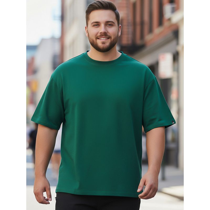 Bewakoof Heavy Duty 1.0 Men's Green Oversized Plus Size T-shirt (3XL)