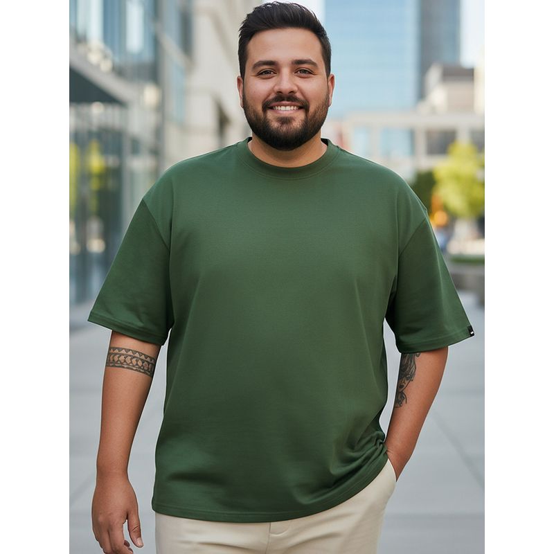 Bewakoof Heavy Duty 1.0 Men's Green Oversized Plus Size T-shirt (3XL)