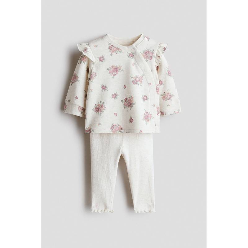 H&M Unisex White 2-Piece Cotton Top And Leggings (0-1 Months)