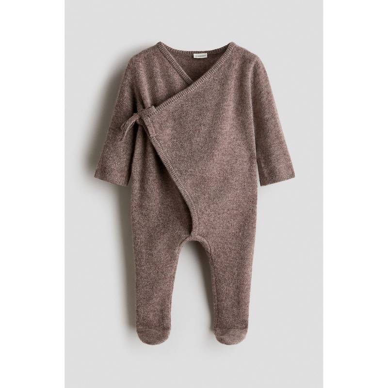 H&M Unisex Brown Cashmere Romper Suit (0-1 Months)