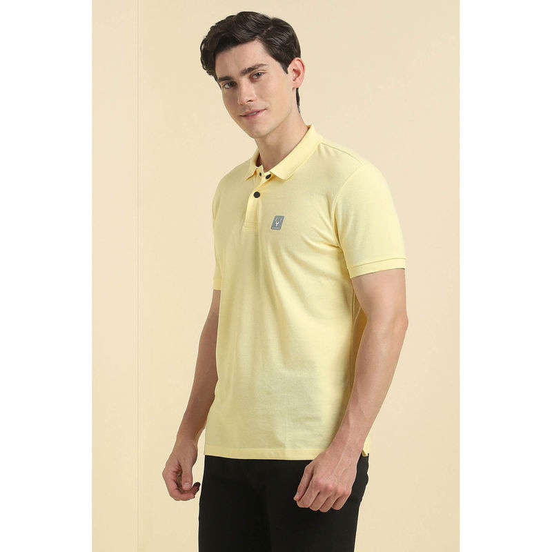 Allen Solly Men Yellow Solid Polo Neck T-Shirt (M)