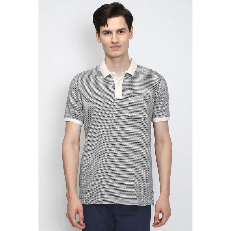 Peter England Men Navy Blue Self Design Polo Neck T-Shirt (2XL)