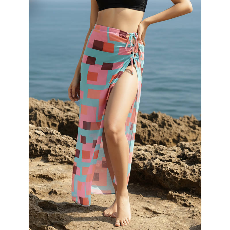 AOBA Women Blue Printed Coverup Skirt (S)