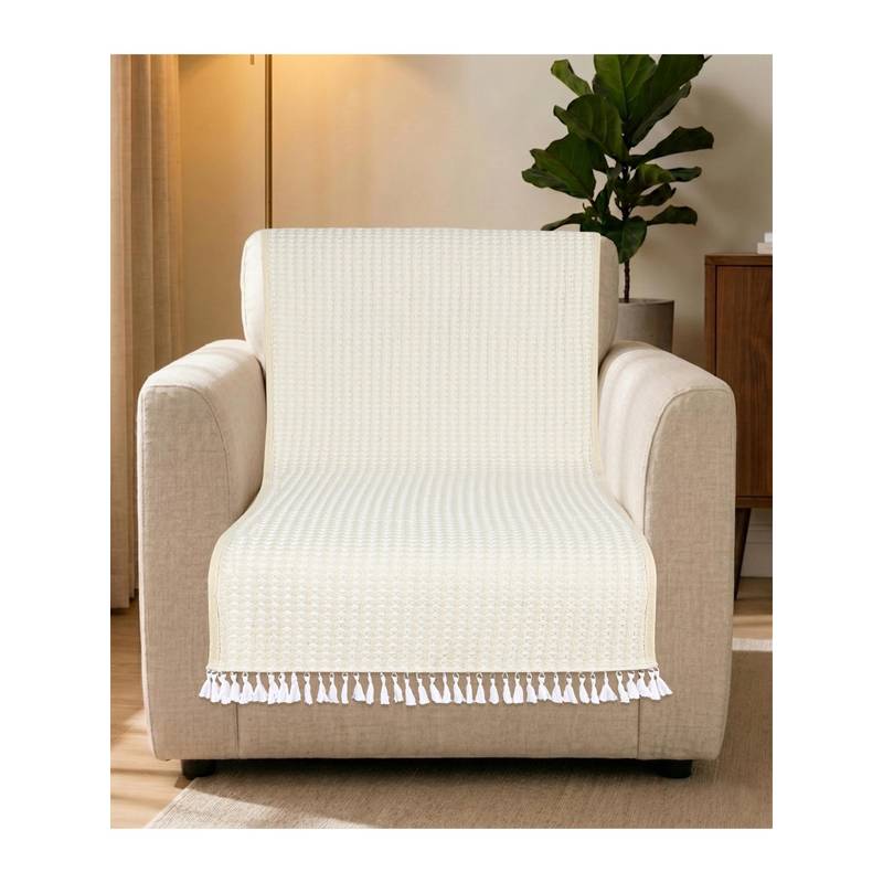 Saral Home Comfy Cotton Polyester Fringe Sofa Thrown (1 Seater)
