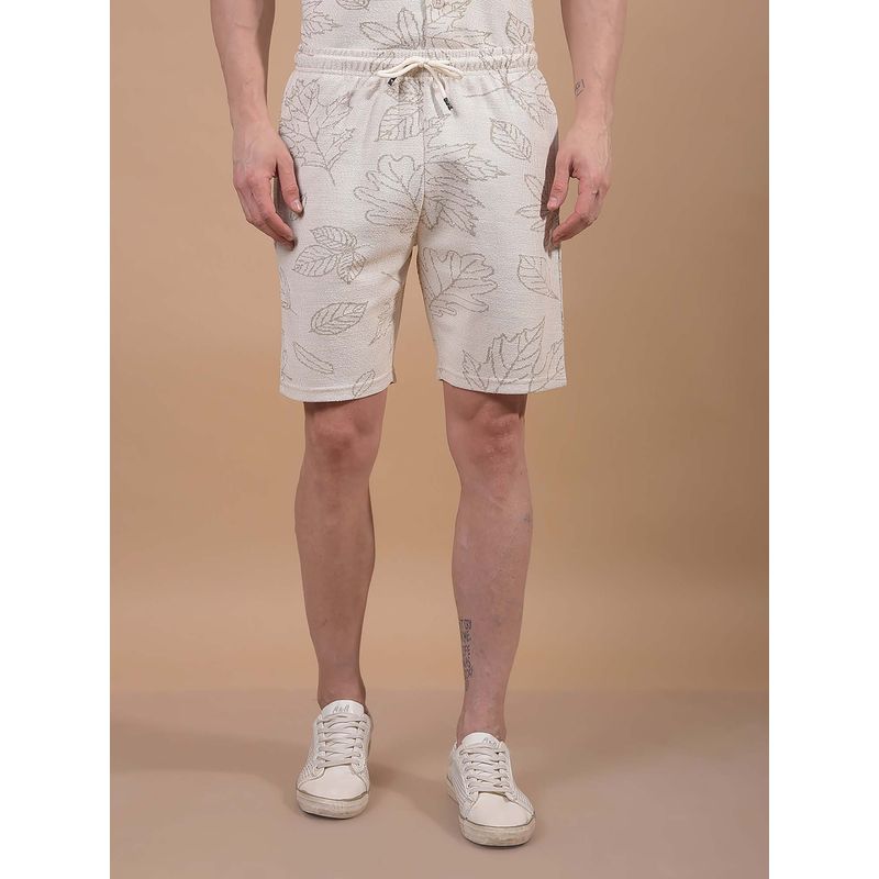 CRIMSOUNE CLUB Men Beige Printed Print Knitted Shorts (M)