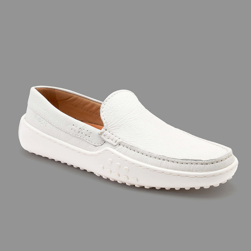 Ruosh White Driver Casual Loafers For Men (UK 8)