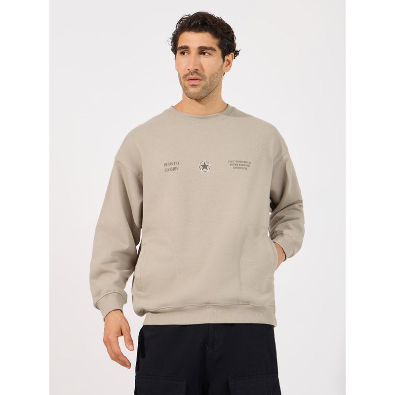 Styli Men Boxy Fit Printed Utility Heavy Sweatshirt (XL)