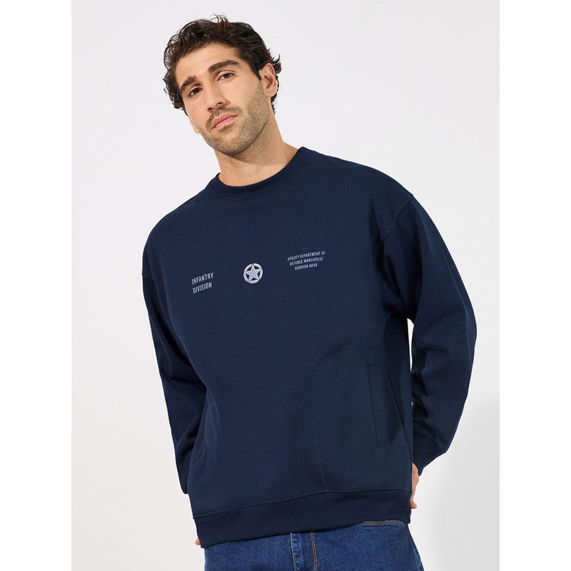 Styli Men Boxy Fit Printed Utility Heavy Sweatshirt (XL)